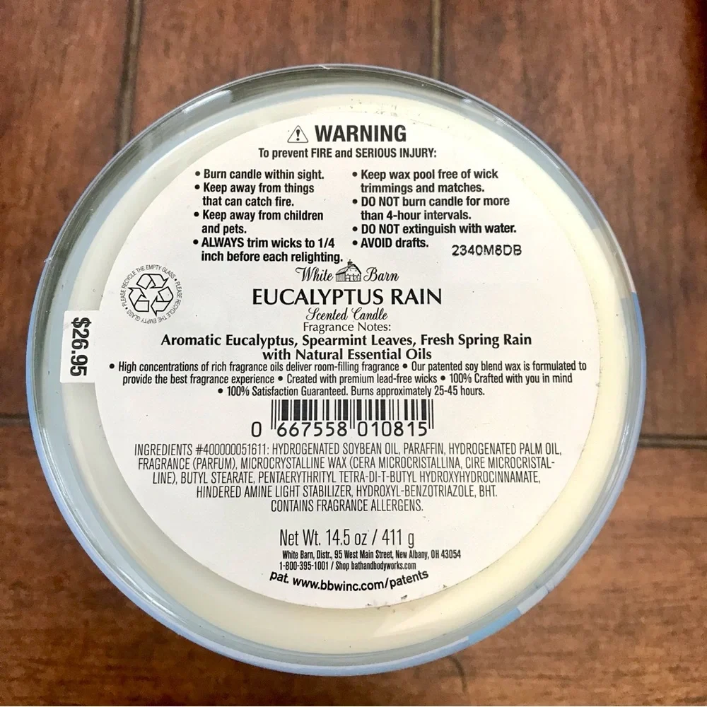 🆕40+ Hrs Eucalyptus Rain 3 Wick Candle - Picture 3 of 3